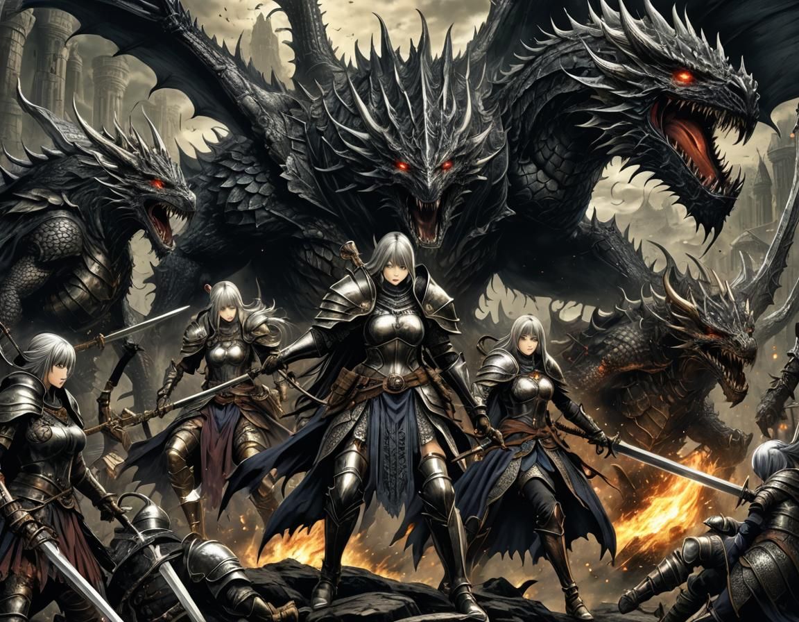 Witch of Izalith Attacks Dragons in Manga Style