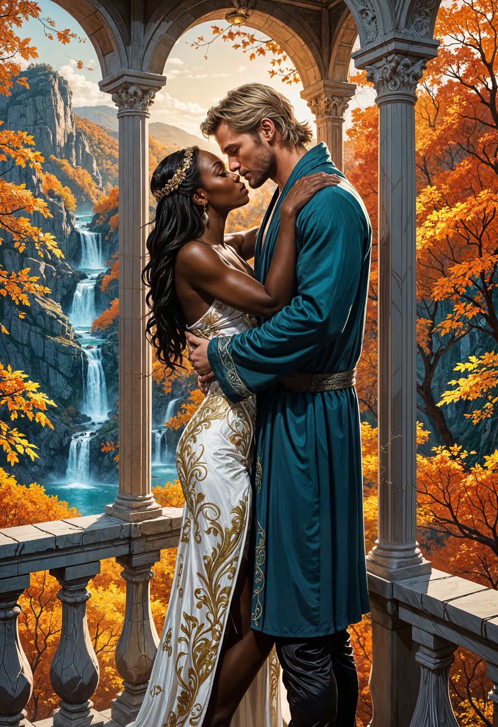 Chris Hemsworth and Jada Fire Kiss by Waterfall