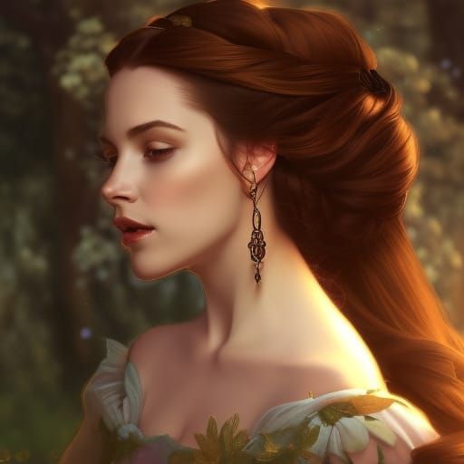 Medieval Princess Belle Portrait in Hyperdetailed Fantasy St...
