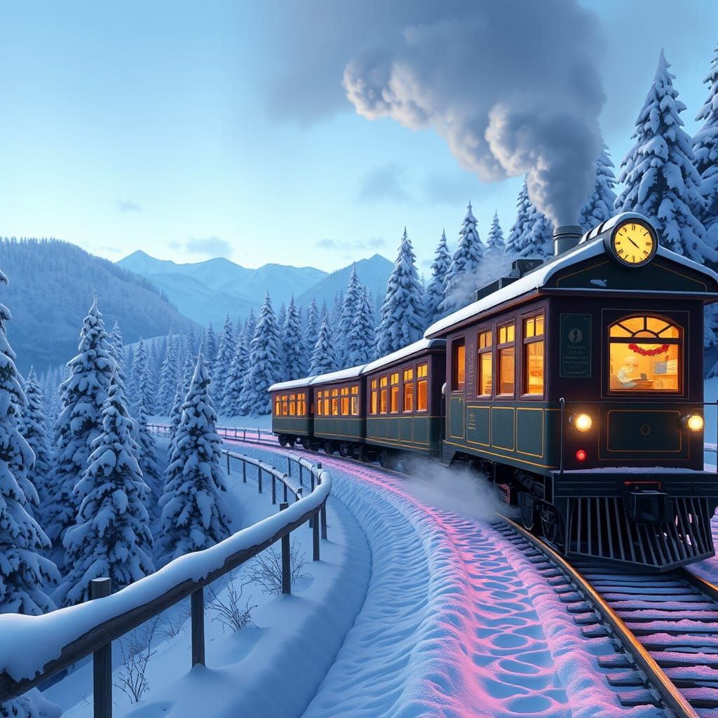 Winter Train Ride Through Pennsylvania in Anime Style