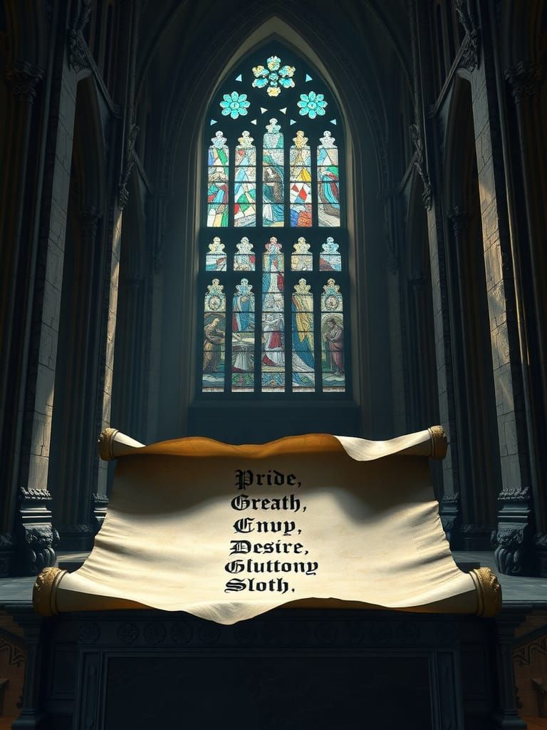 Gothic Cathedral Reveals Scroll of Seven Deadly Sins