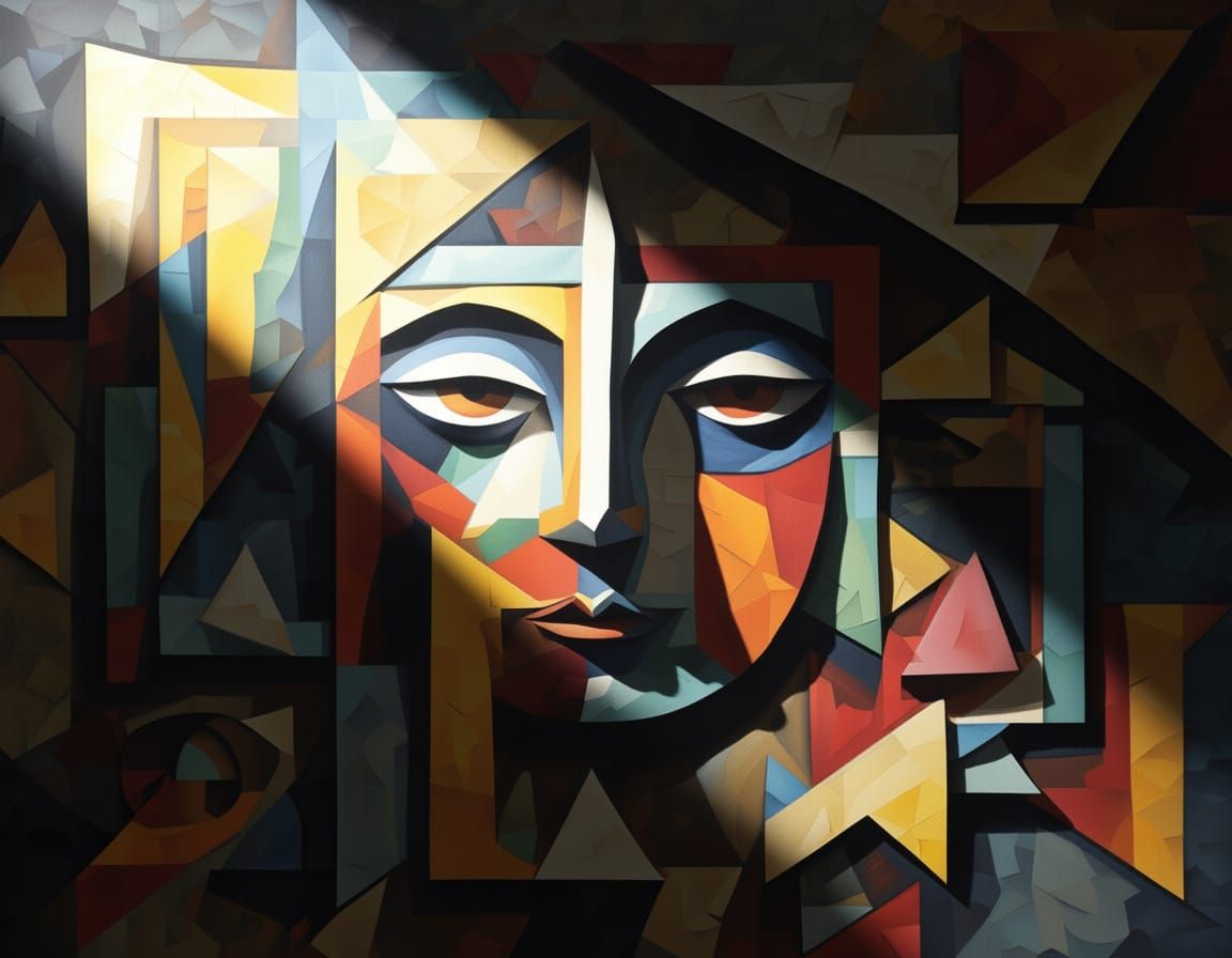 Mona Lisa Reimagined as Cubist Geometric Art
