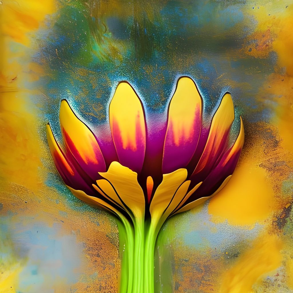 Tulip Resin Wall Art with Embossed Shadows