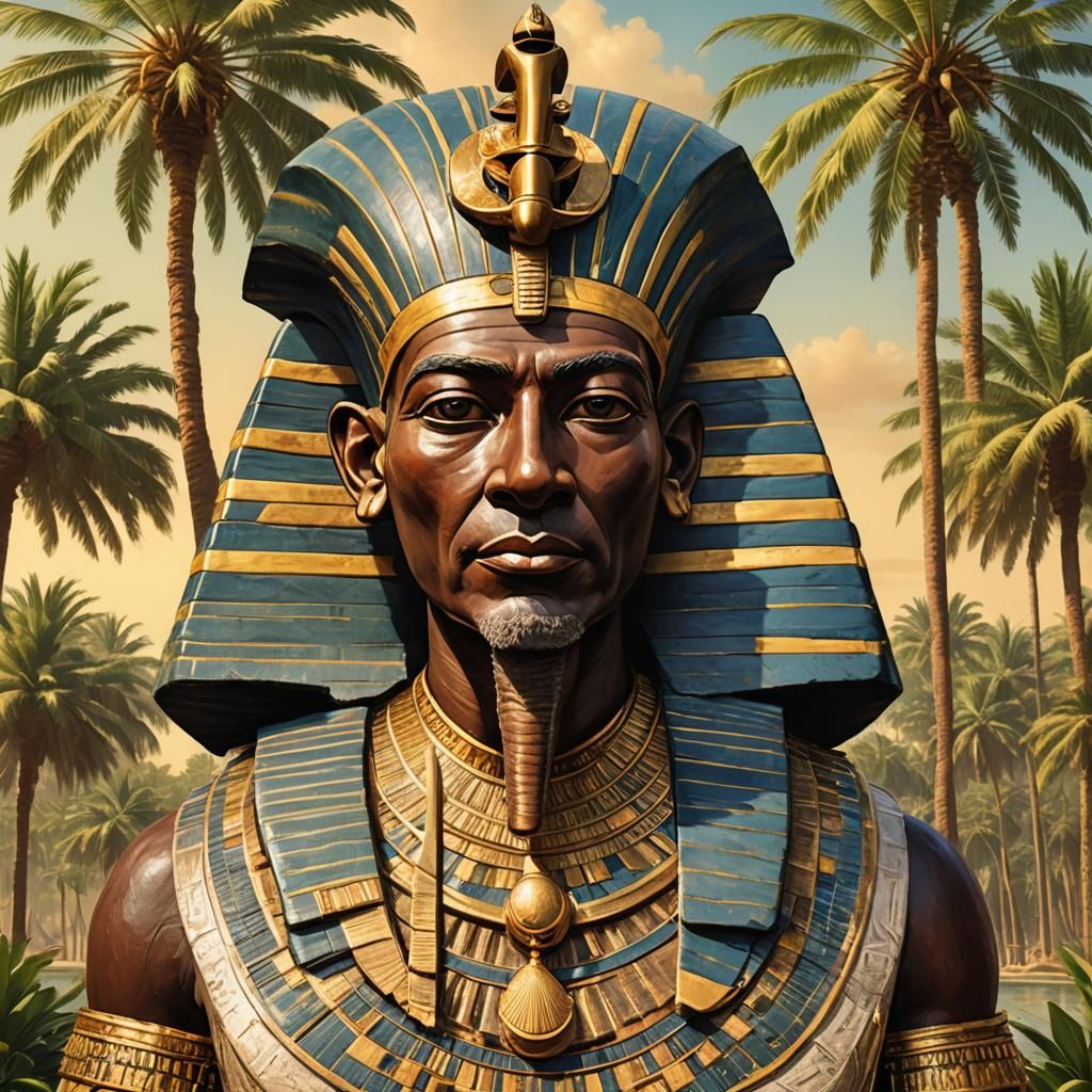 Pharaoh Portrait with Nile River Backdrop