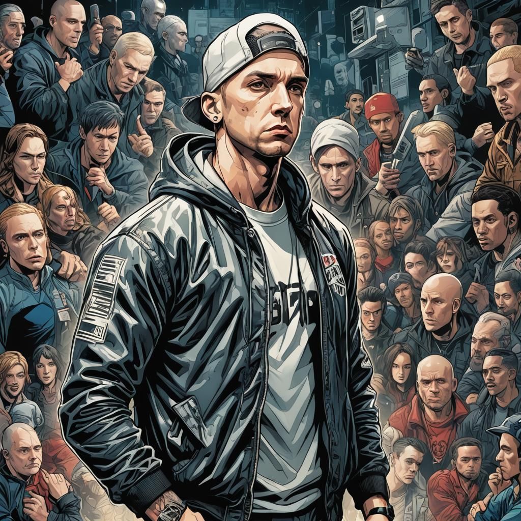 Eminem Portrait in Comic Book Art Style