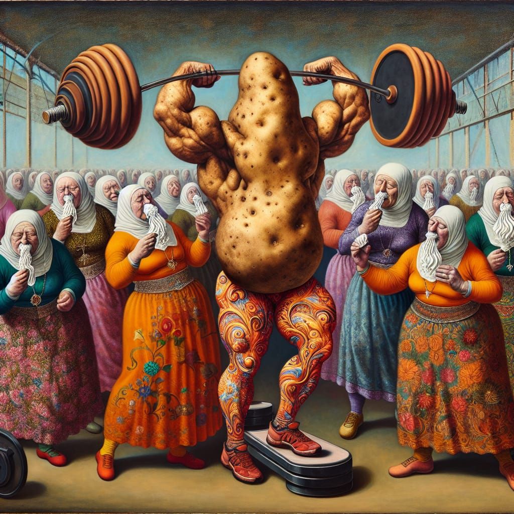Half-Man Half Potato Creature Dead-lifting a Ton at the Gym while all the Old Ladies in Exotic Yoga Pants Snort Whipped ...