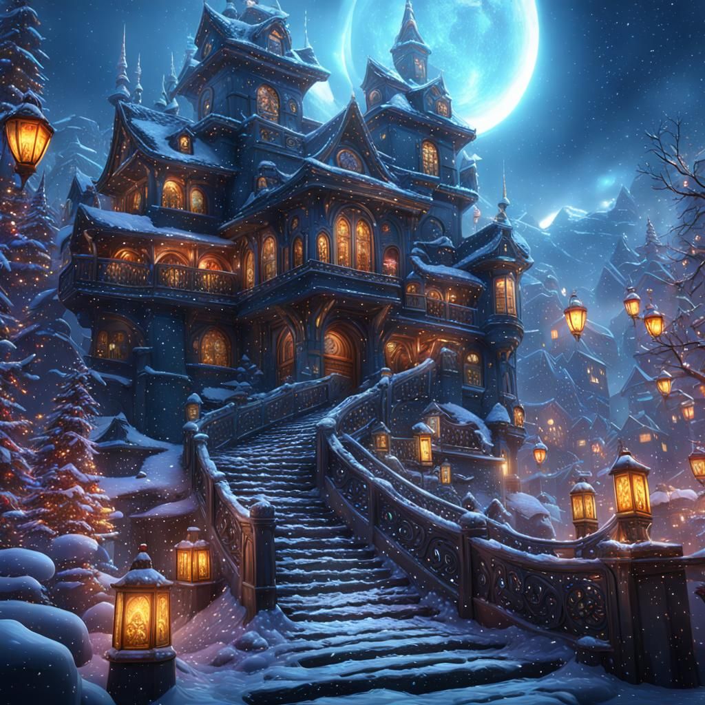 Fantastical Christmas Str1pper: Detailed Matte Painting