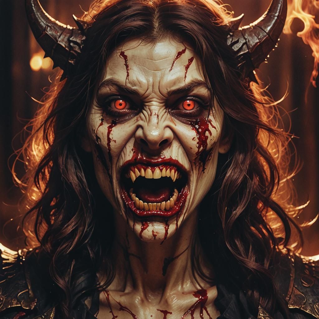 Dramatic Demon Portrait in Dark Fantasy Style