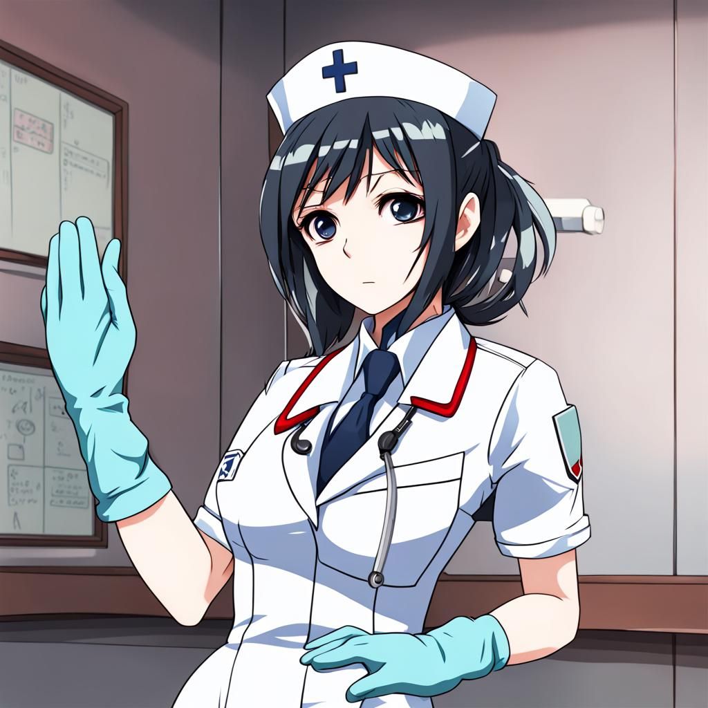 Anime Nurse in Gloves Illustration