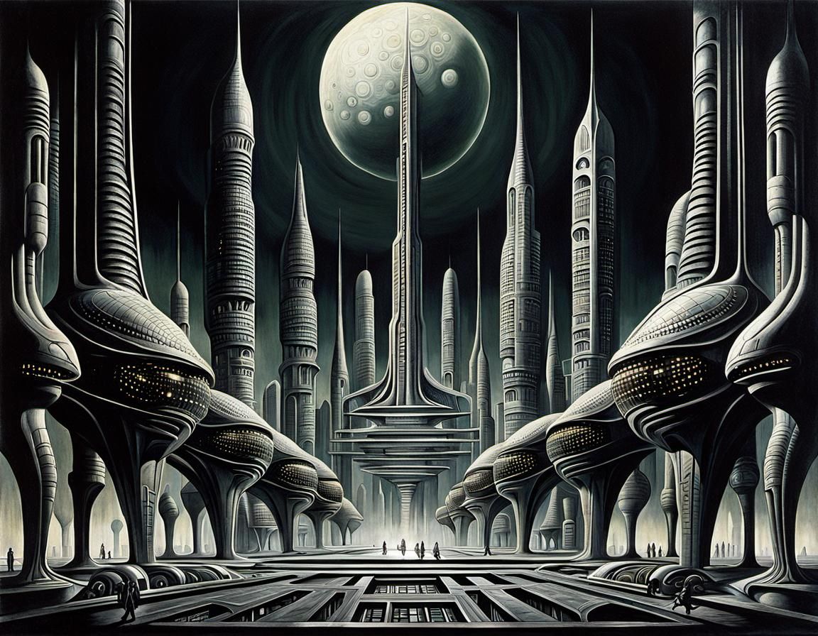 Futuristic Cybernetic Clone City in Surreal Biomechanical St...