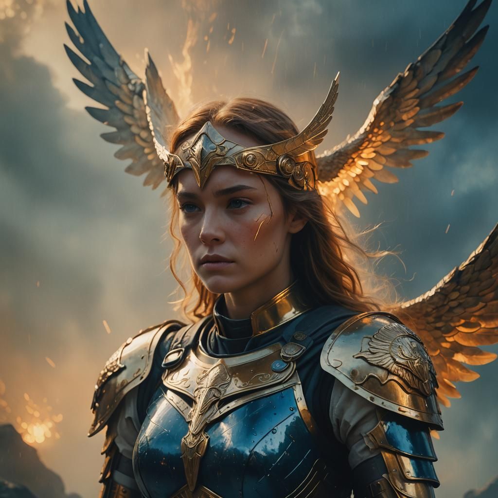 Ra's Dream: Valkyrie and Angels in Oil Painting