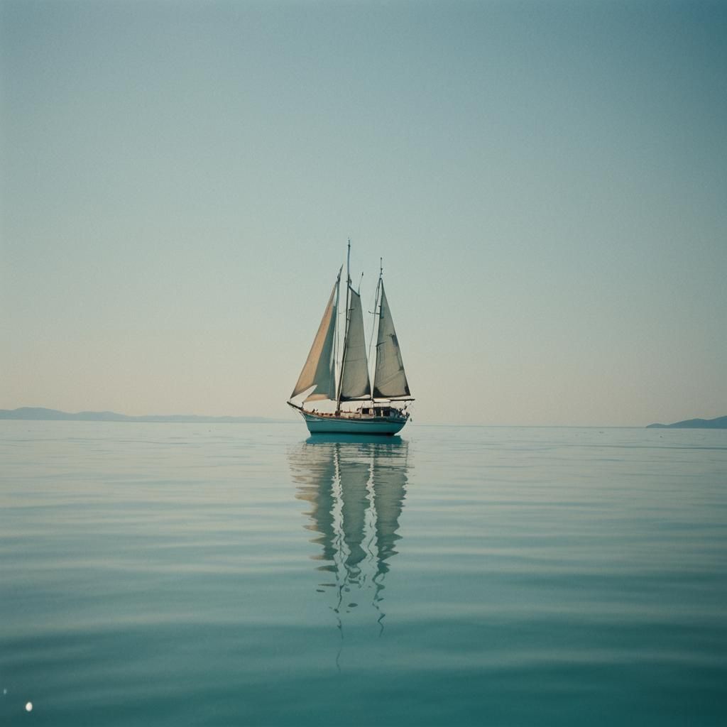 Sailboat on Calm Sea in Cinematic Style