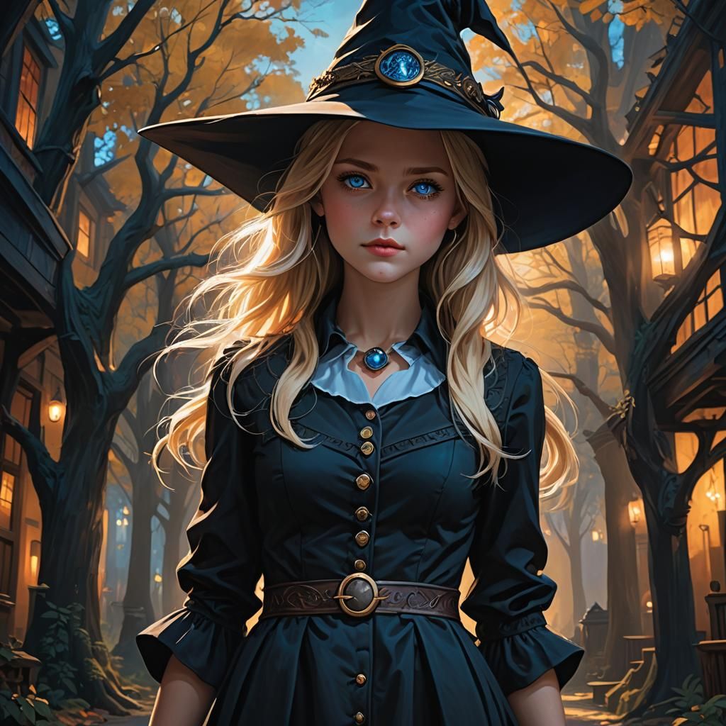 Young Witch Portrait in Fantasy Art Style