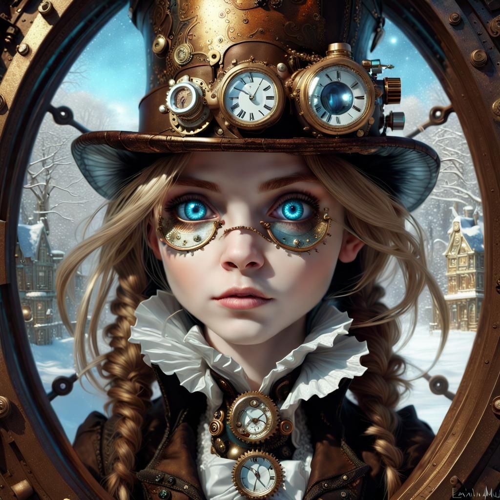 Steampunk Alice in Winter Wonderland Portrait