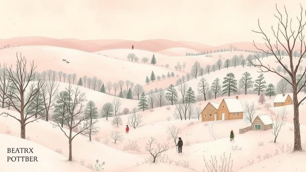 Winter Countryside in Pastel Fairy Tale Style