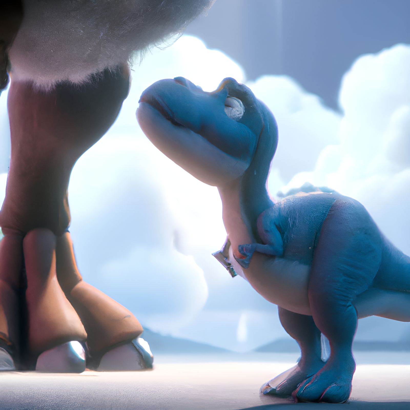 Adorable Baby Dinosaur and Cloud T-Rex: Pixar Style