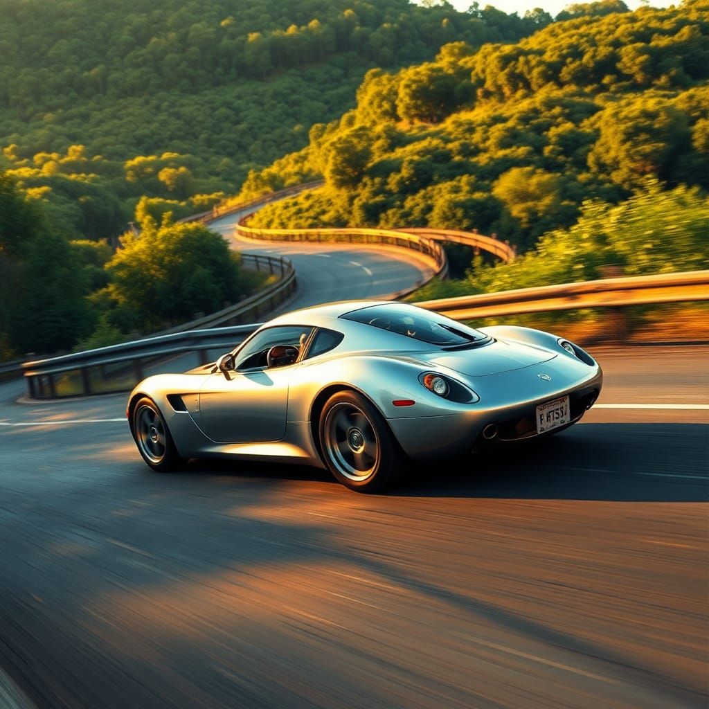Silver Sports Car on Diamond Bridge in Georgia
