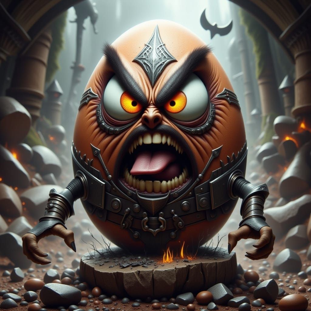 Angry Egg as Viking God Thor Digital Art