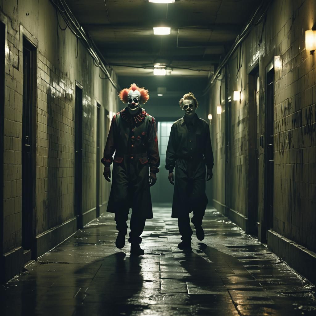 Creepy Clown in Prison Corridor: Film Noir