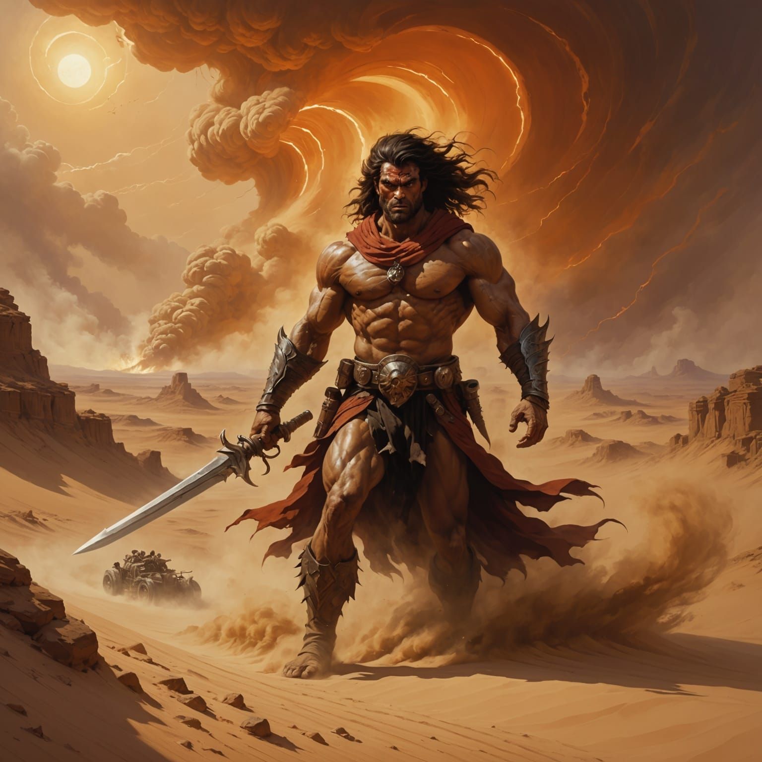 God of the Desert Winds Unleashes Fury in Visceral Art