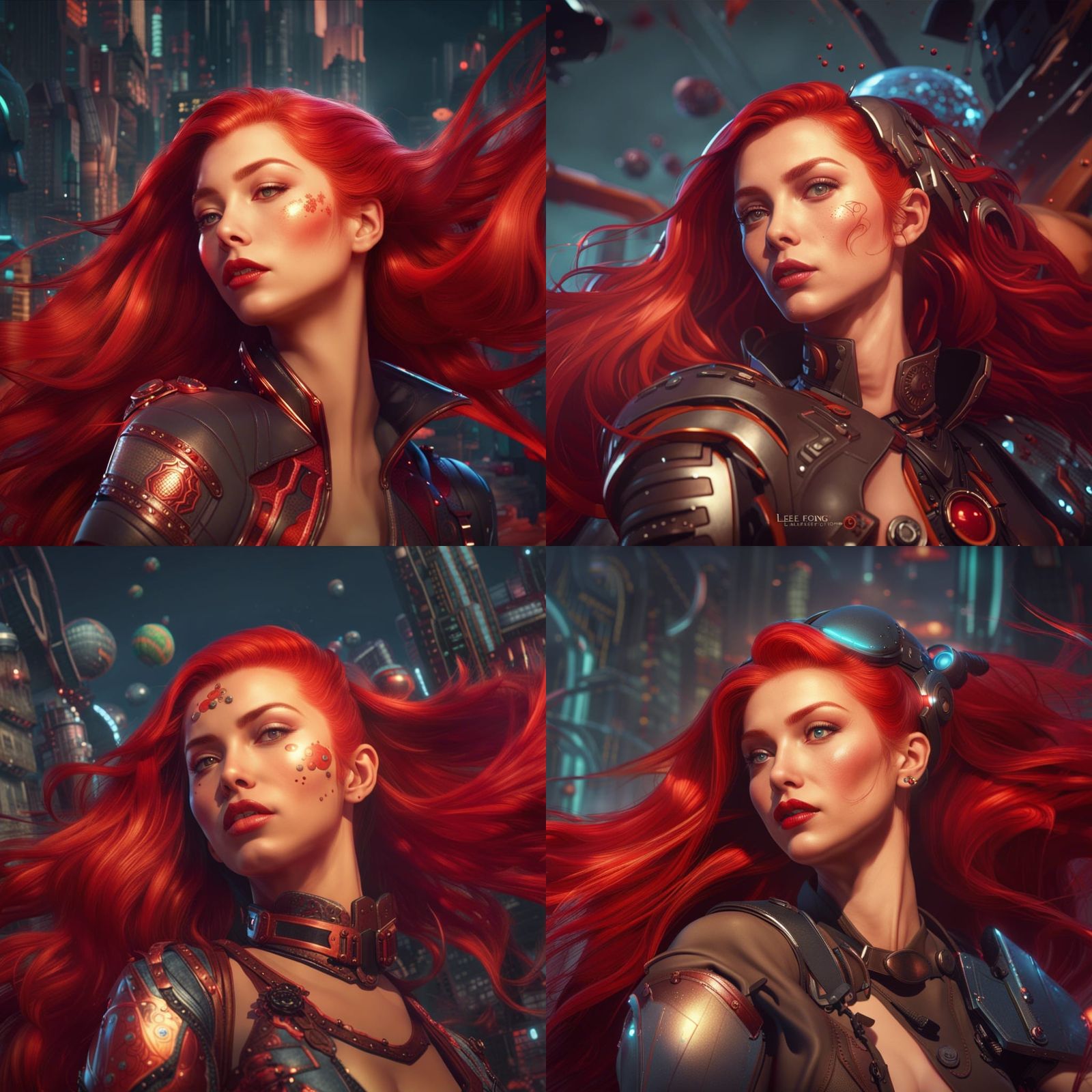 Retrofuturistic Pinup in Detailed Matte Painting