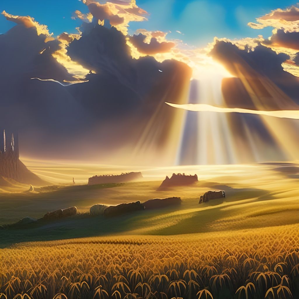 Freyja's Fólkvangr: A Surreal Golden Meadow