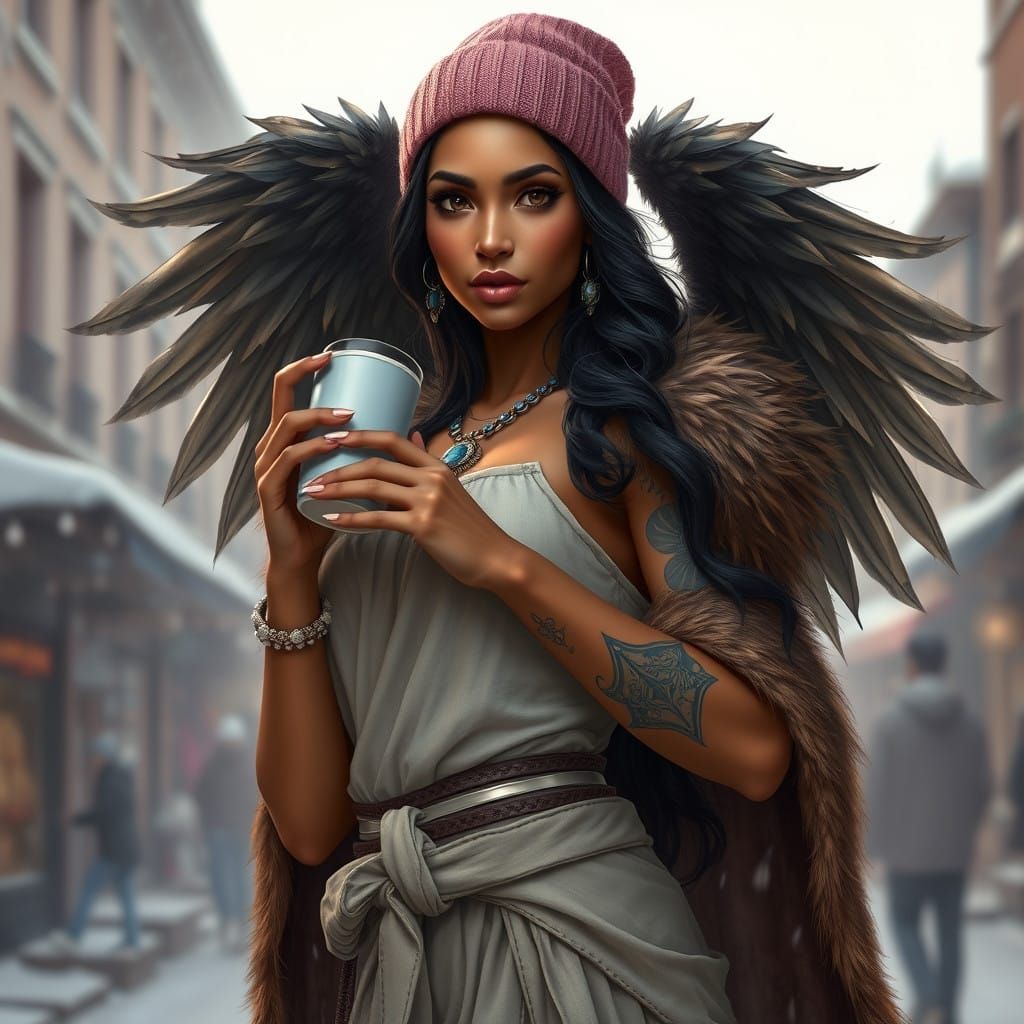 Ishtar, Goddess of Heaven and Earth, in Fantastical Snowy Sc...