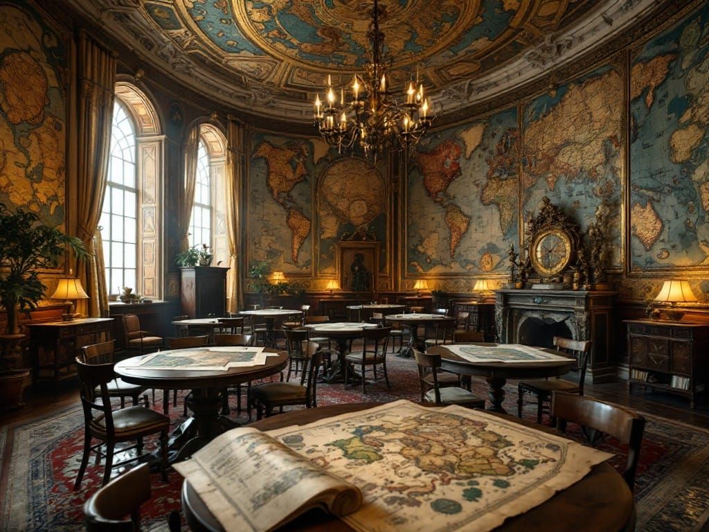 Magnificent Byzantine Map Chamber in Cinematic Lighting