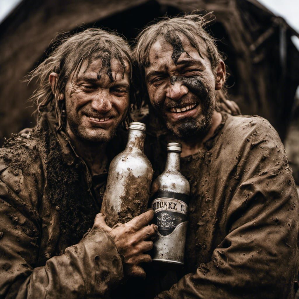 Drunkards Embrace: A Photo of Two Vagrants