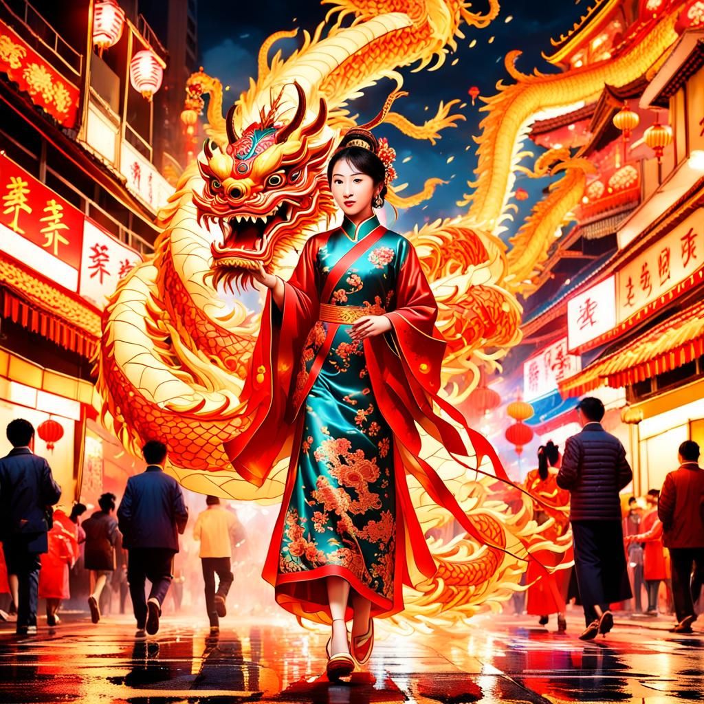 Dragon Dance at Chinese New Year Celebration