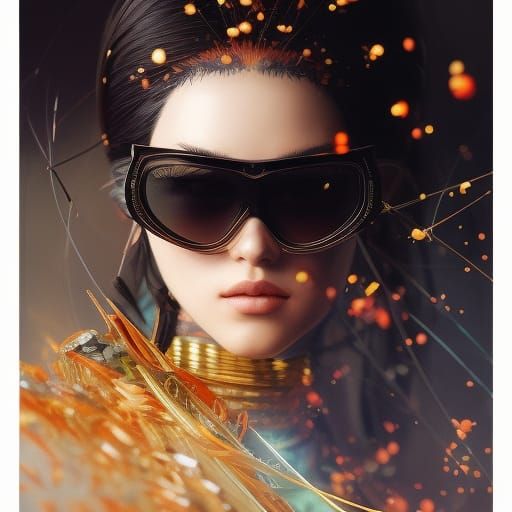 Woman in Yellow Sunglasses: Hyperdetailed Concept Art