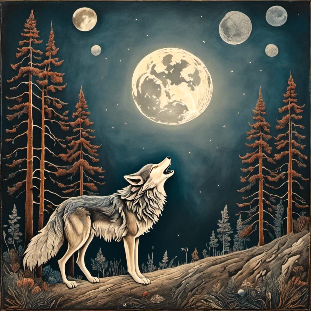 Wolf Howling at the Moon