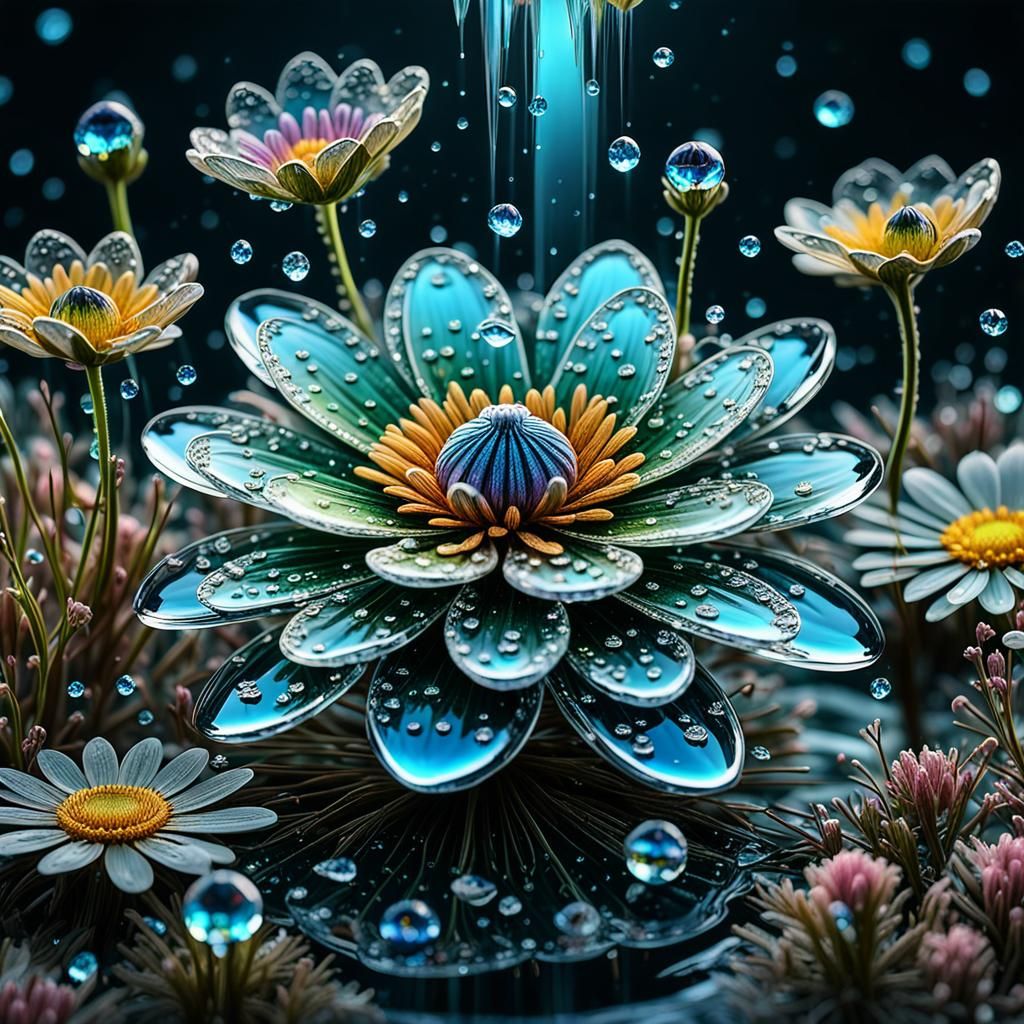 Bioluminescent Water Token with Diamond Droplet in 3D