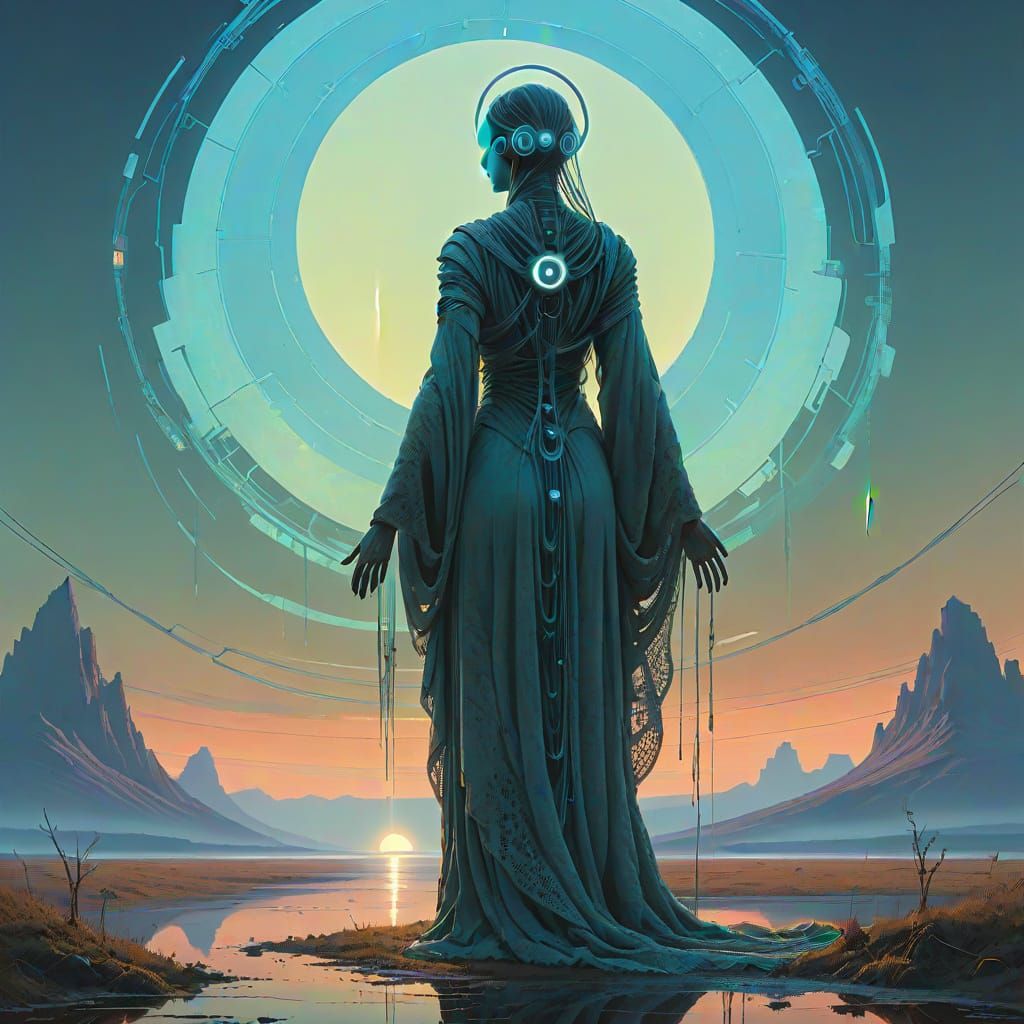 Majestic Mother Goddess in Iridescent Robes