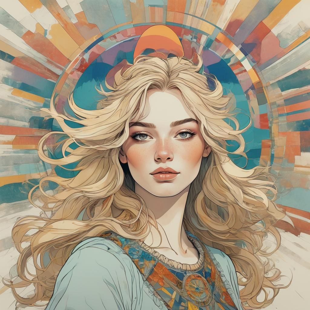 Viking Queen Portrait in Pop Art Style