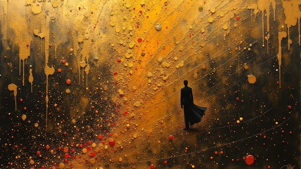 Kinetic Pointillism Dadaism in Dark Oil Paint