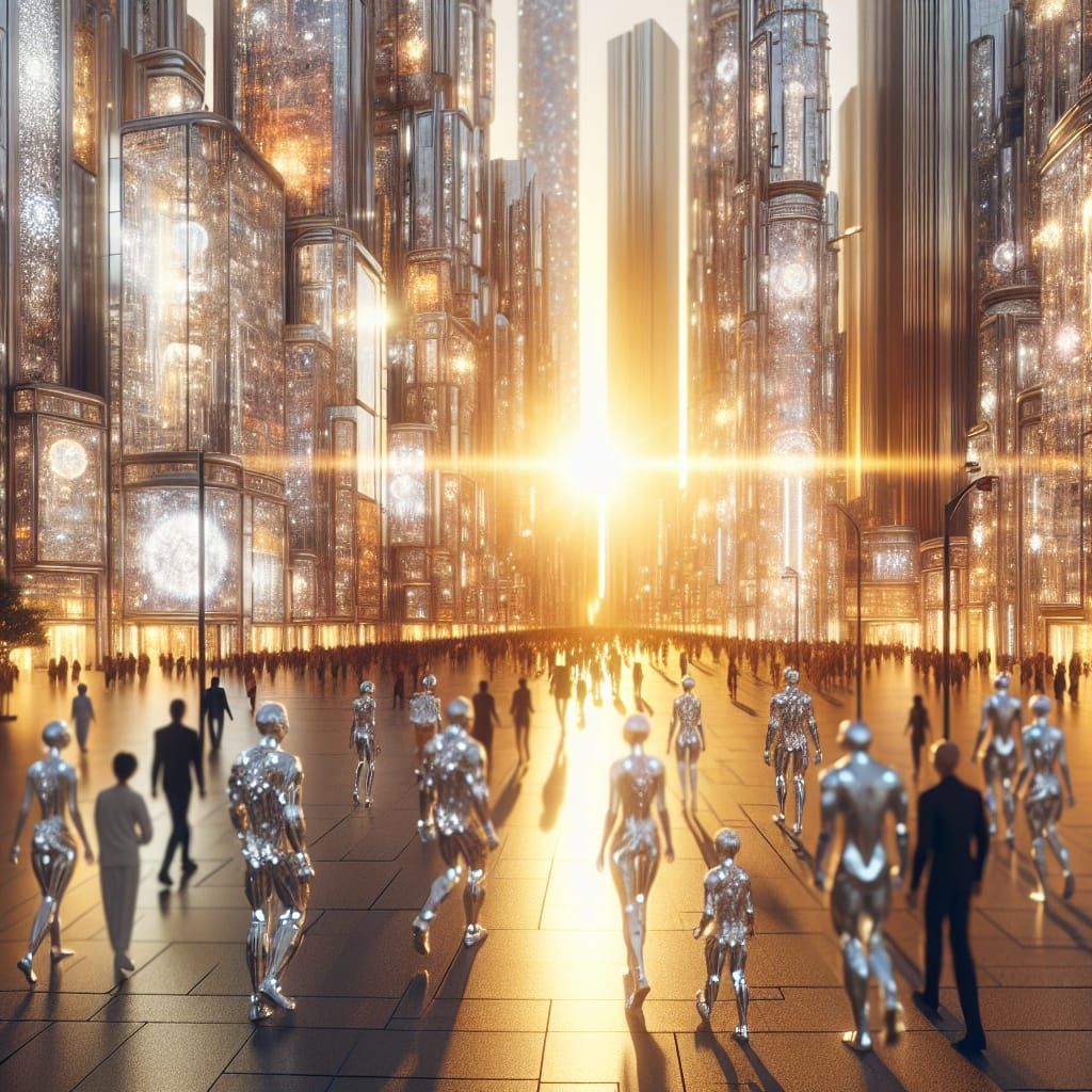 Crystal City of Tomorrow Shines in Golden Hour Glory