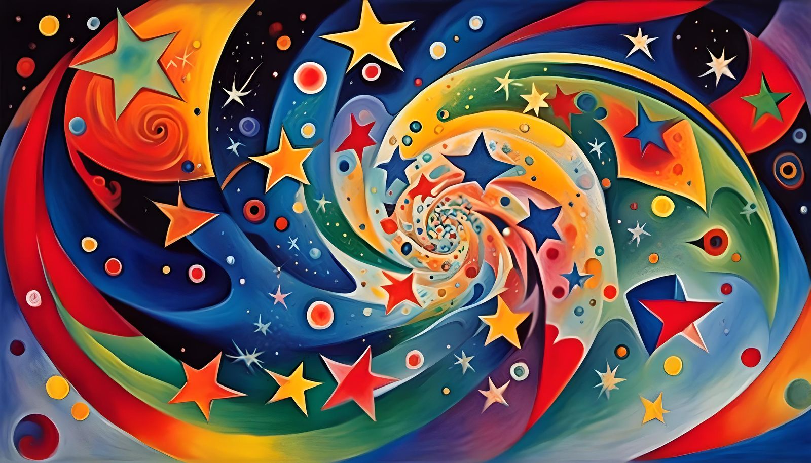 Abstract Star Maelstrom in Naive Art Style