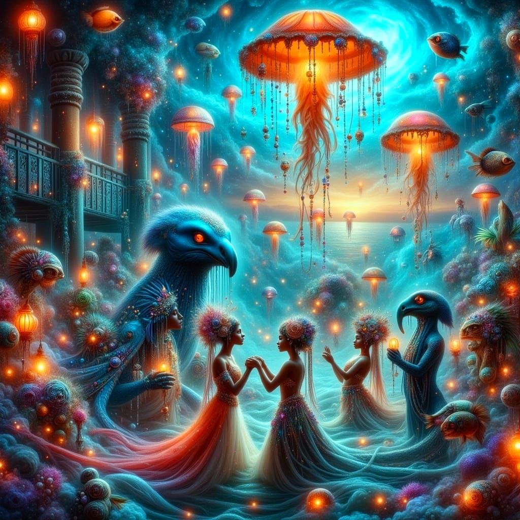 Surreal Underwater City in Vibrant Colors