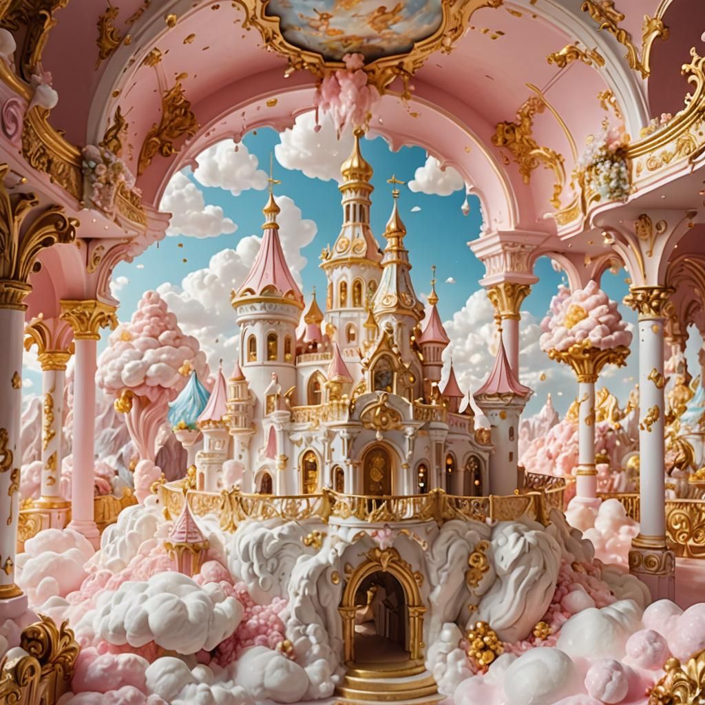Dreamy Baroque City in Pink and Gold