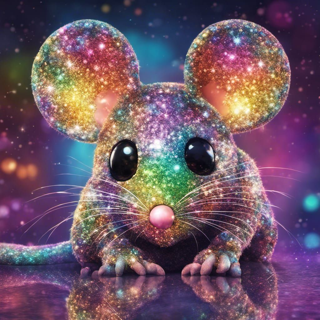 Rainbow Glitter Mouse in Sparkling Landscape