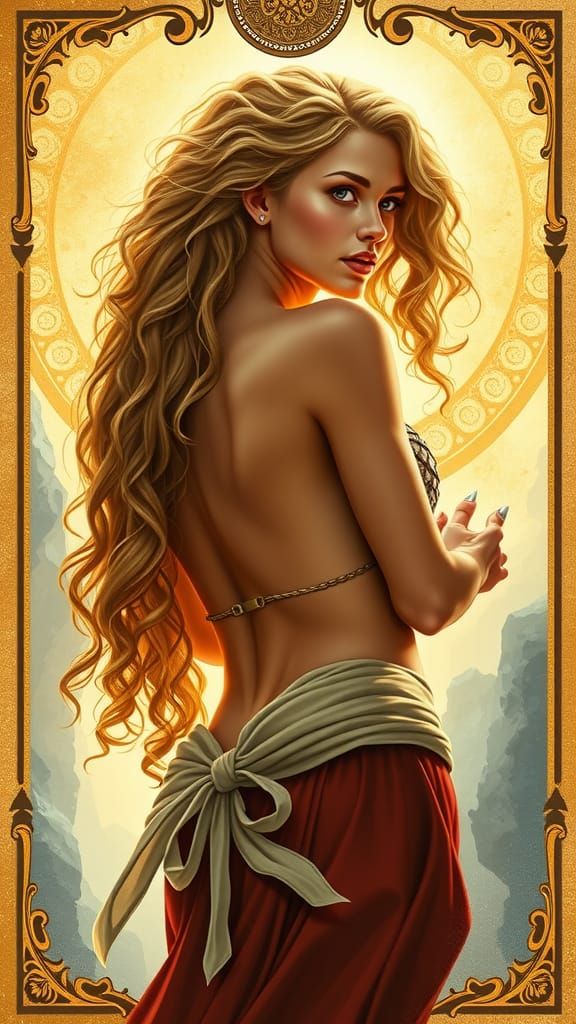 Viking Goddess Tarot Card in Medieval Style