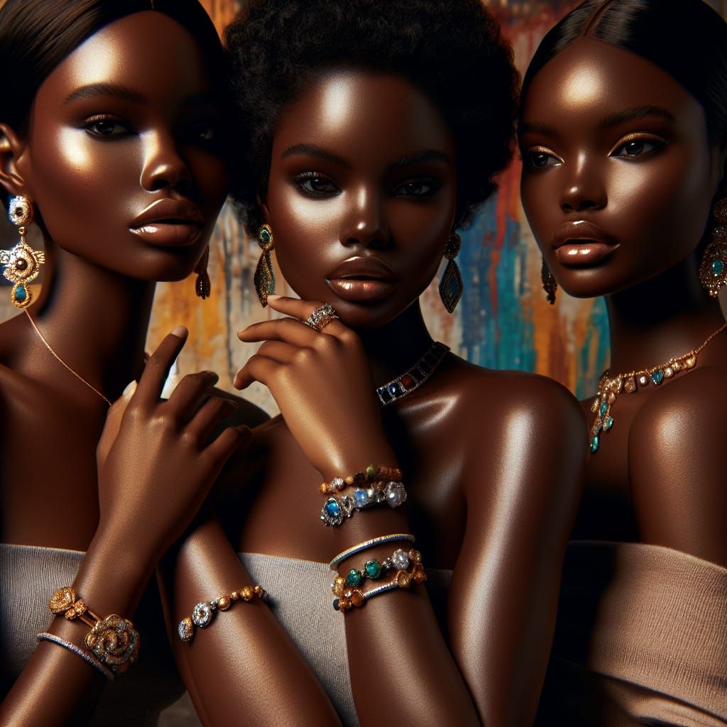 Hyperrealistic Jewelry Campaign Featuring Three Black Women