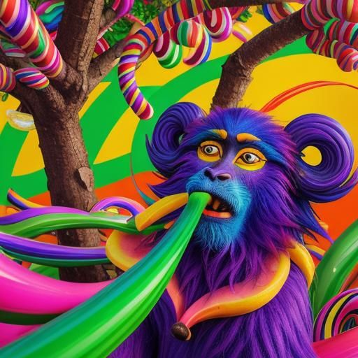 Mandrill in Candyland: A Hyperdetailed Digital Illustration