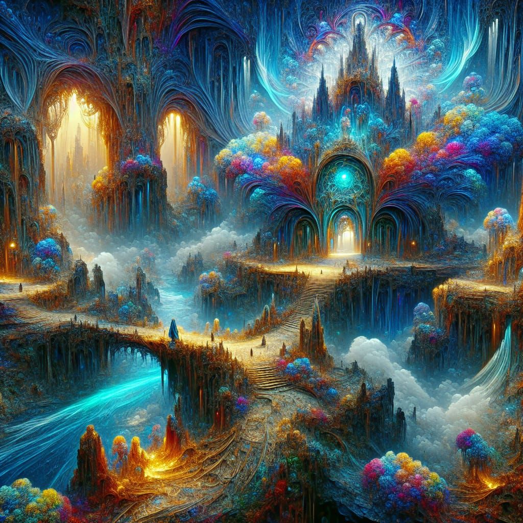 Vibrant Fantasy Matte Painting in Unreal Engine Style