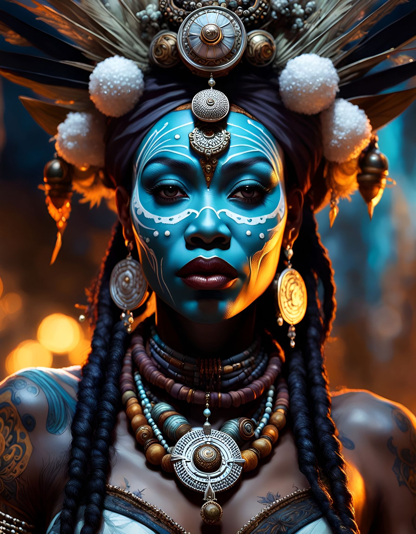 Voodoo Witch Doctor Portrait in Detailed Matte Painting