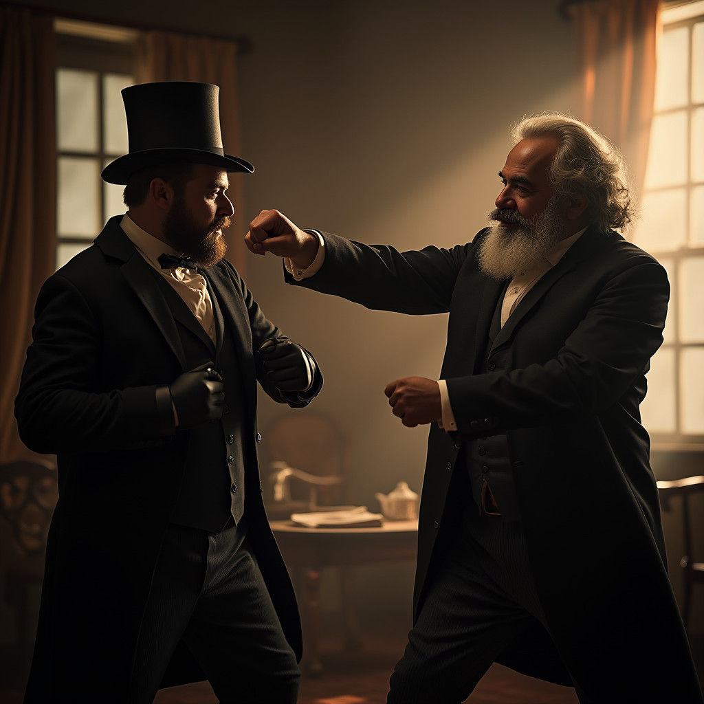 Spurgeon Punches Marx in Victorian Study, Photography