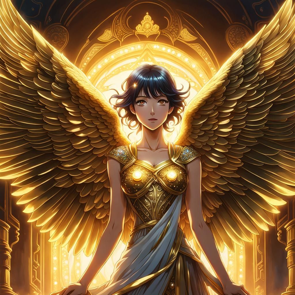 Anime Angel in Gold and Jewels