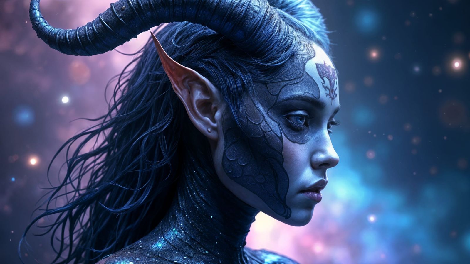 Hyperdetailed Concept Art Portrait of Lilith in Space