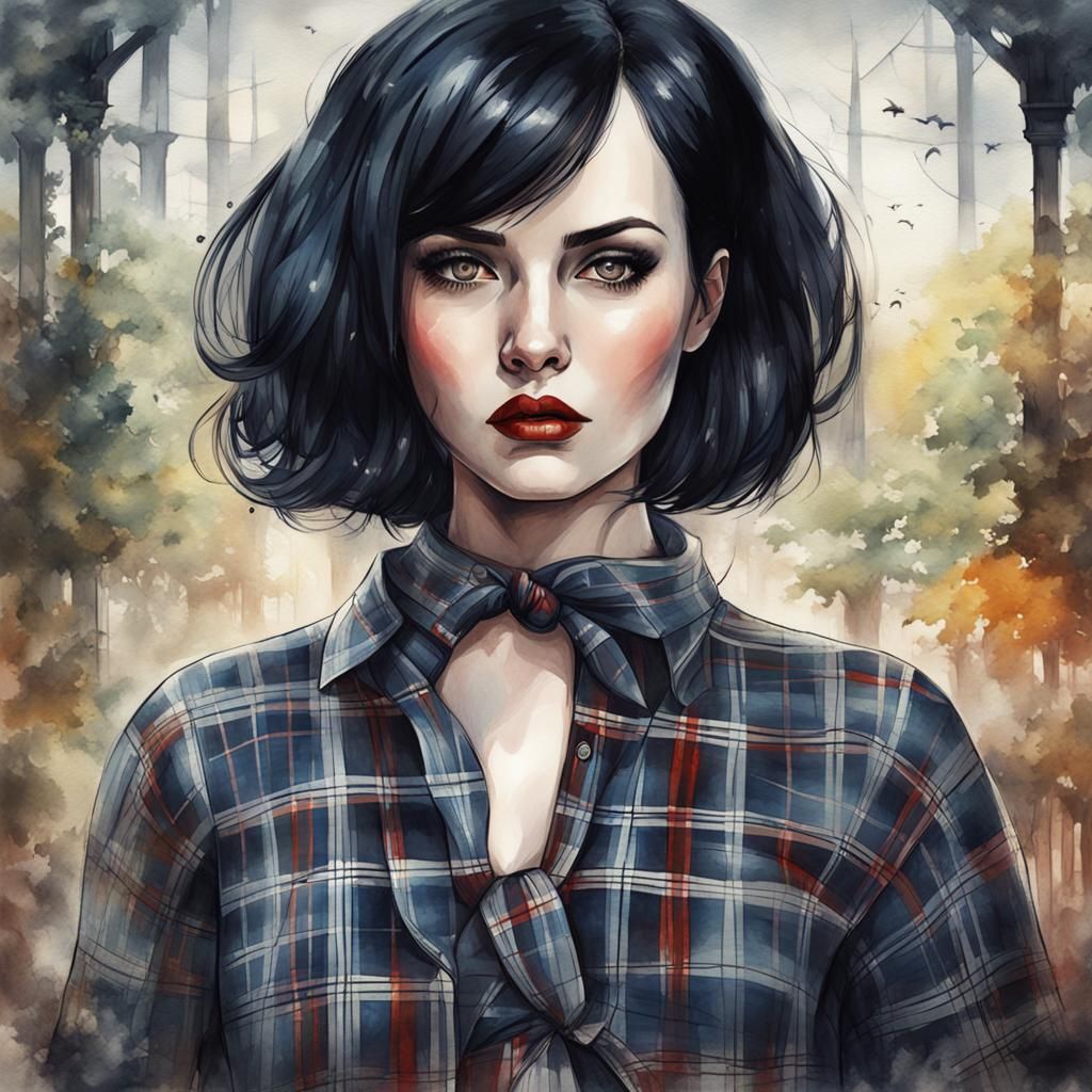 Gothic Woman in Watercolor Classical Illustration